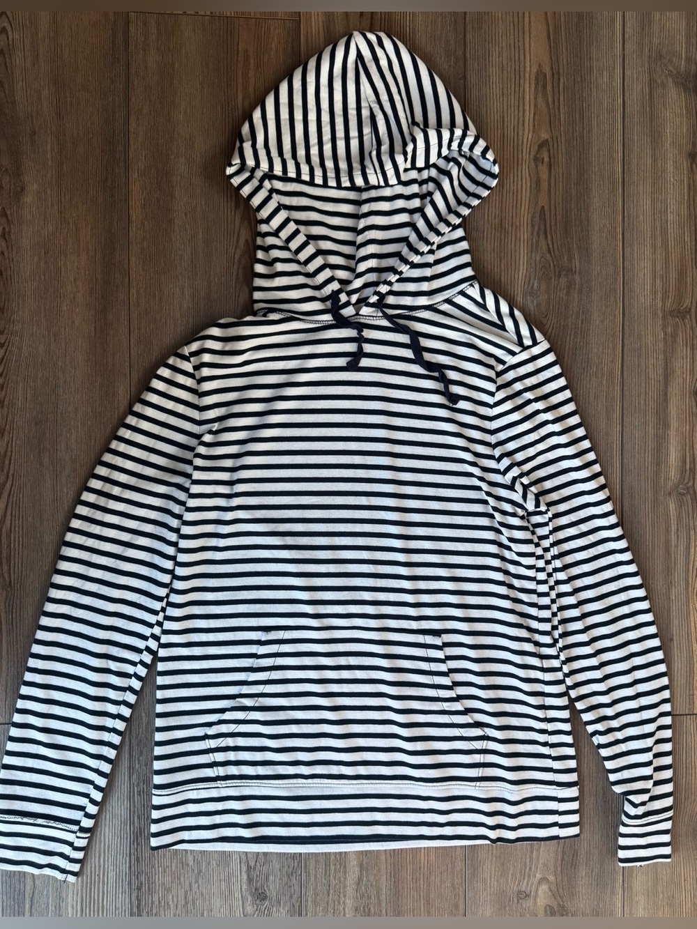 OLD NAVY Striped Navy Blue & White Hooded Pullover Hoodie M